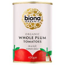 BIONA WHOLE PLUM PEELED TOMATO ORGANIC 400GM