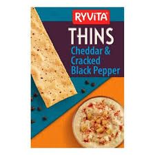 RYVITA THINS CHEDDAR/BLACK PEPPER FLATBREADS 125G