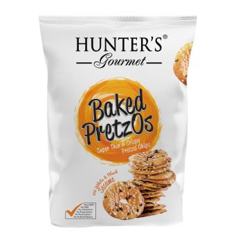 HUNTERS GOURMET BAKED PRETZOS  W/B SESAME  80GM