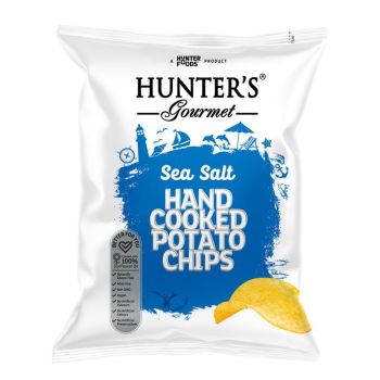 HUNTERS GOURMET HAND COOKED CHIPS SEA SALT 125GM