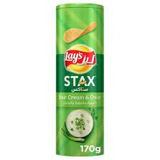 LAYS STAX SOUR CREAM & ONION 170GM