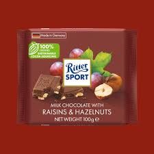 RITTER SPORT RAISINS & HAZELNUTS 100G