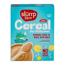 SLURRP FARM CEREAL BANANA RAGI & RICE WITH MILK 200GM