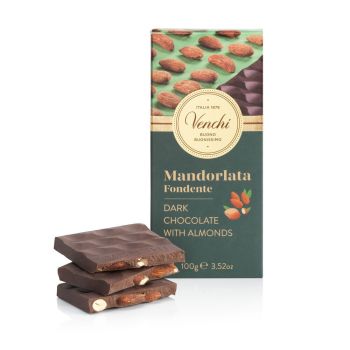 Venchi Mandorlata Fondente Dark Chocolate Almonds Bar 100g
